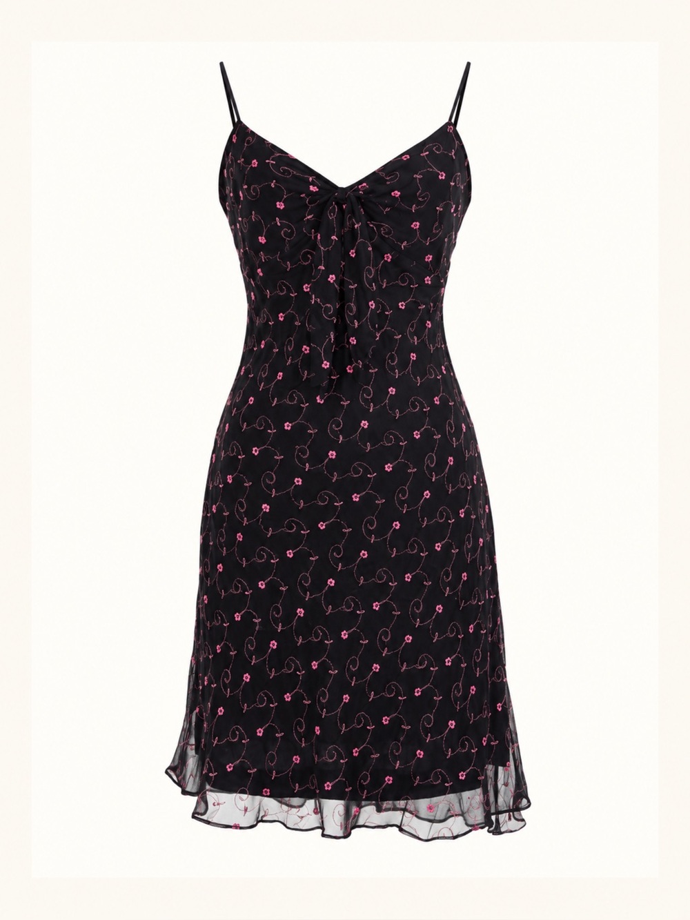Vintage Betsey Johnson Silk Floral Embroidered Slip Dress Size 8